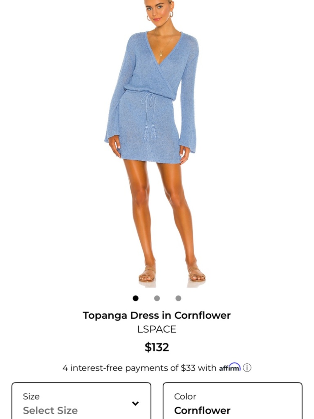 l*space Cornflower Blue Wrap Knit Mini Dress